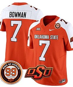 Alan Bowman Jersey #7 Oklahoma State Cowboys Leslie O'neal Patch Vapor Limited College Football Stitched Orange Alternate