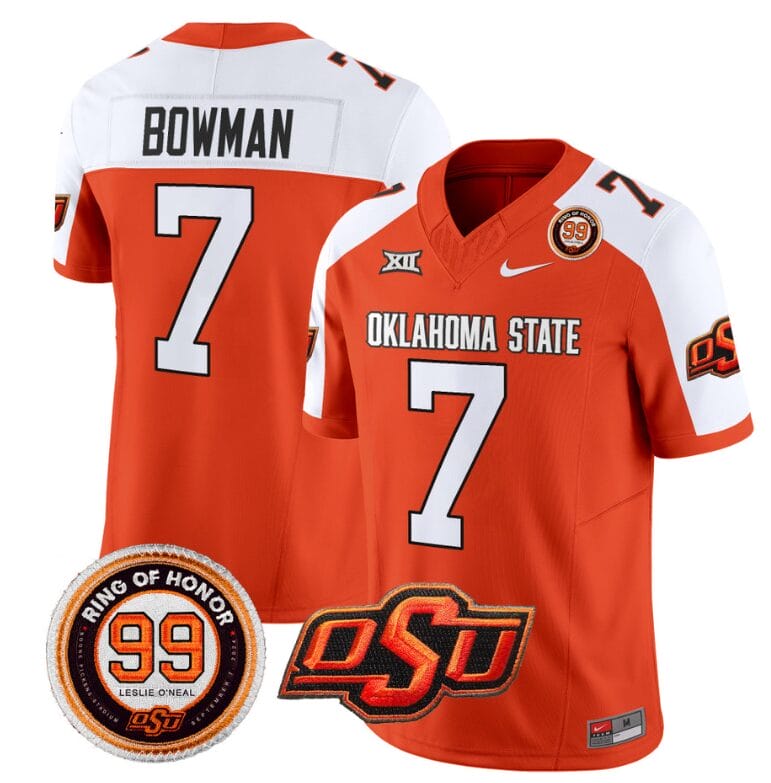Alan Bowman Jersey #7 Oklahoma State Cowboys Leslie O'neal Patch Vapor Limited College Football Stitched Orange Alternate