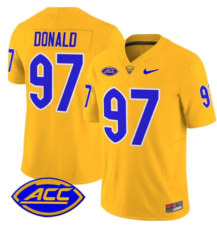 Aaron Donald Jersey #97 Pittsburgh Panthers Vapor Limited College Football Stitched Gold