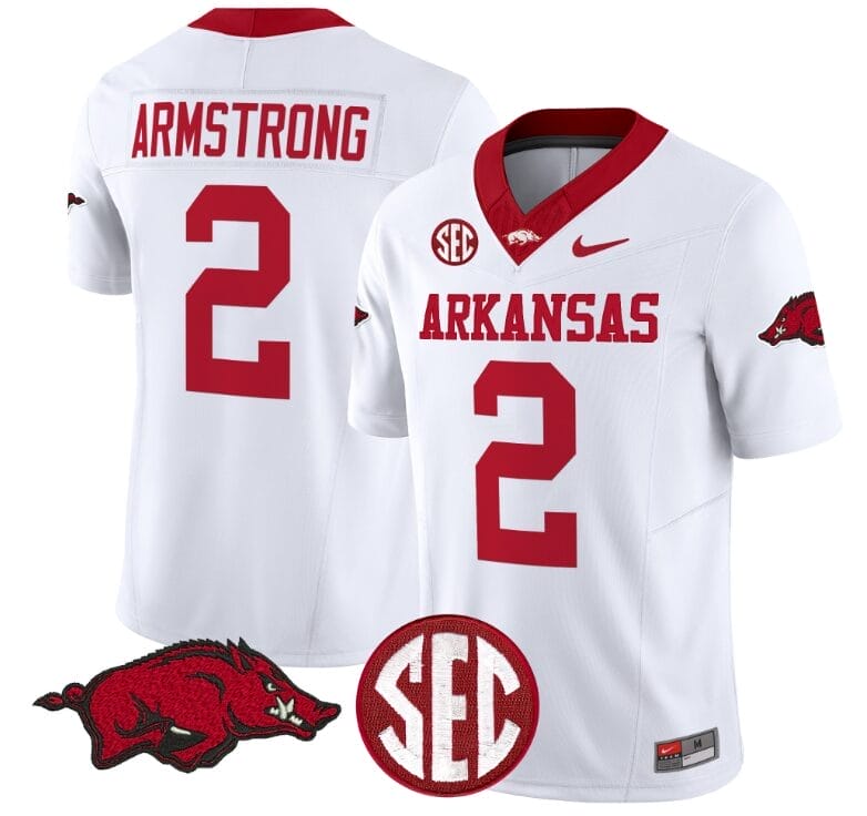 Andrew Armstrong Jersey #2 Arkansas Razorbacks Vapor Limited College Football Stitched White