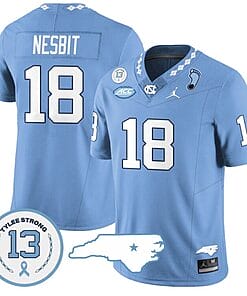 Bryson Nesbit Jersey #18 North Carolina Tar Heels Vapor College Football Stitched Blue