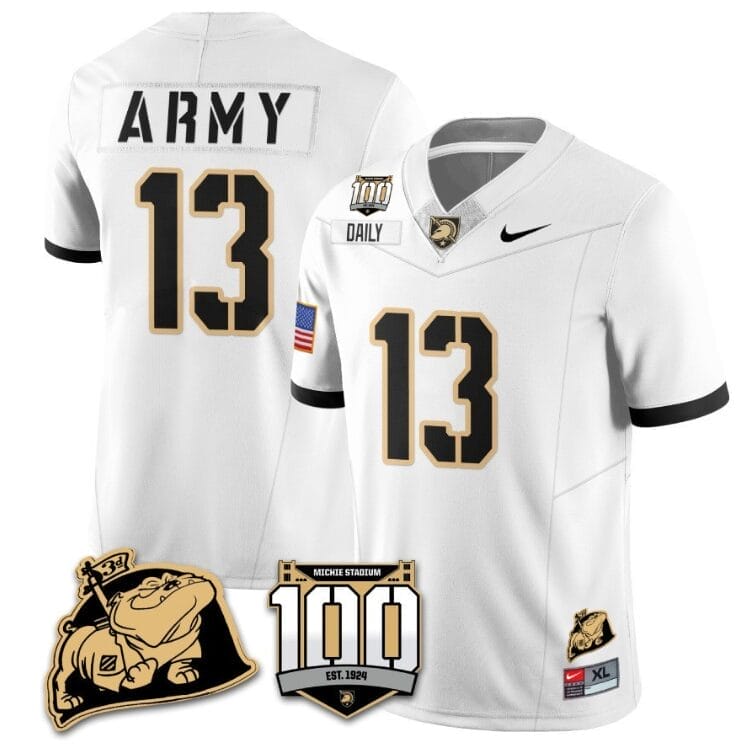 Bryson Daily Jersey #13 Army Black Knights Vapor Limited College Football Stitched White