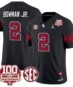 Billy Bowman Jr Jersey #2 Oklahoma Sooners 100th Anniversary Patch Vapor Limited College Football Stitched Black