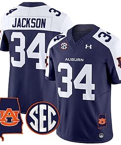 Bo Jackson Jersey #34 Auburn Tigers SEC Patch Vapor Limited College Football Stitched Navy Alterante