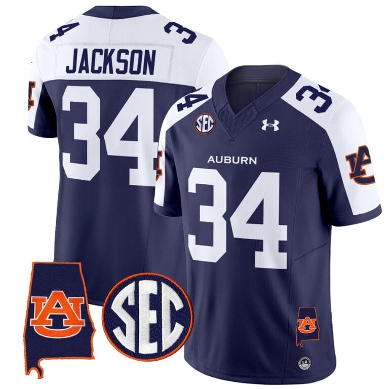 Bo Jackson Jersey #34 Auburn Tigers SEC Patch Vapor Limited College Football Stitched Navy Alterante