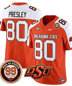 Brennan Presley Jersey #80 Oklahoma State Cowboys Leslie O'neal Patch Vapor Limited College Football Stitched Orange Alternate
