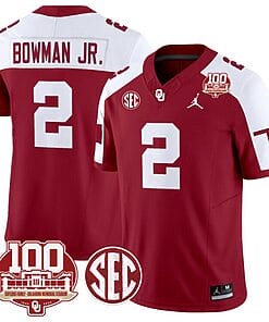 Billy Bowman Jr Jersey #2 Oklahoma Sooners 100th Anniversary Patch Vapor Limited College Football Stitched Crimson Alternate