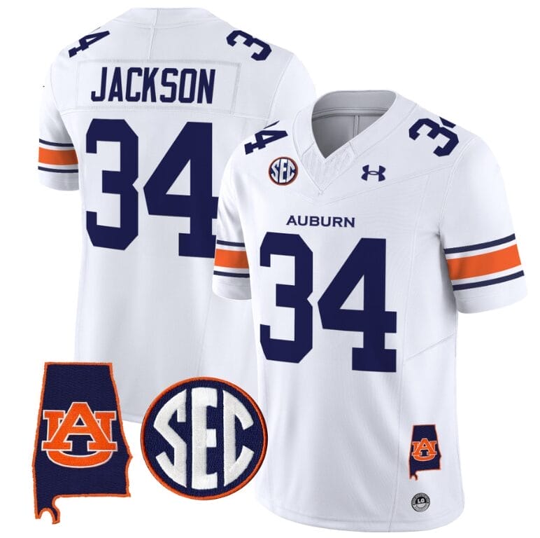 Bo Jackson Jersey #34 Auburn Tigers SEC Patch Vapor Limited College Football Stitched White