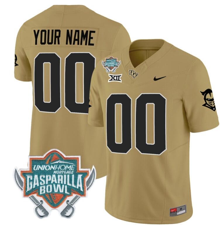 Custom UCF Knights Jersey Name and Number Unionhome Patch Vapor Football Stitched Gold
