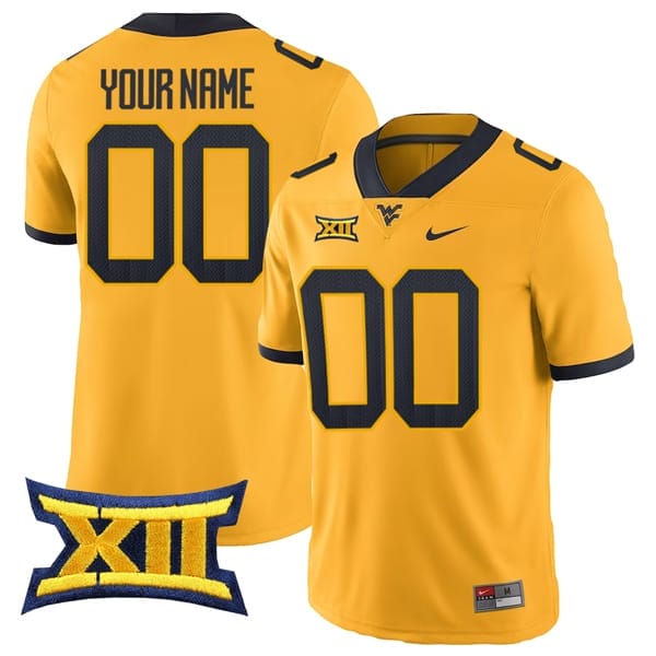 Custom West Virginia Mountaineers Jersey Name and Number College Football Gold All Stitched