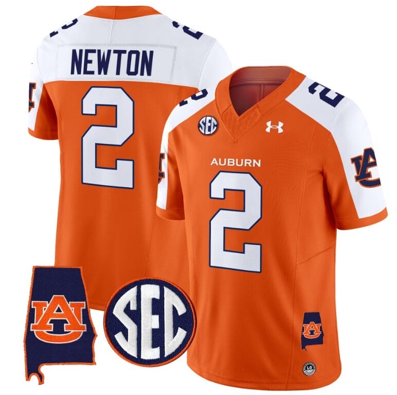Cam Newton Jersey #2 Auburn Tigers SEC Patch Vapor Limited College Football Stitched Orange Alternate