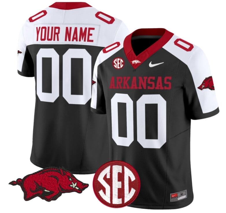 Custom Arkansas Razorbacks Jersey Name and Number Vapor Limited College Football Stitched Black Alternate