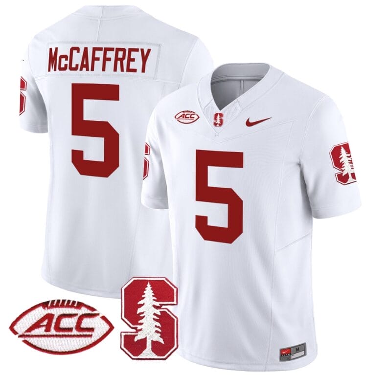 Christian McCaffrey Jersey #5 Stanford Cardinal Vapor Limited College Football Stitched White