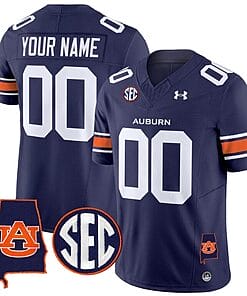 Custom Auburn Tigers Jersey Name and Number SEC Patch Vapor Limited College Football Stitched Navy