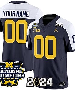 Custom Michigan Wolverines Jersey Name and Number Vapor Limited Football 2024 National Champions Patch Alternate