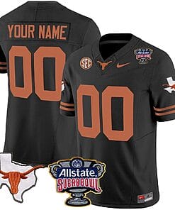 Custom Texas Longhorns Jersey Name and Number Sugar Bowl Patch Football Black