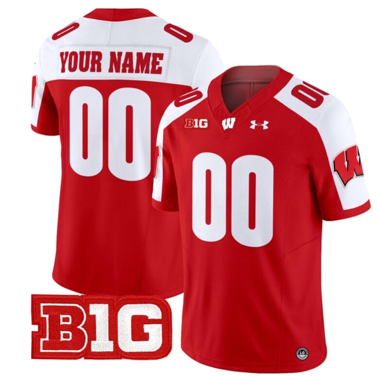 Custom Wisconsin Badgers Jersey Name and Number Vapor Football Stitched Red Alternate