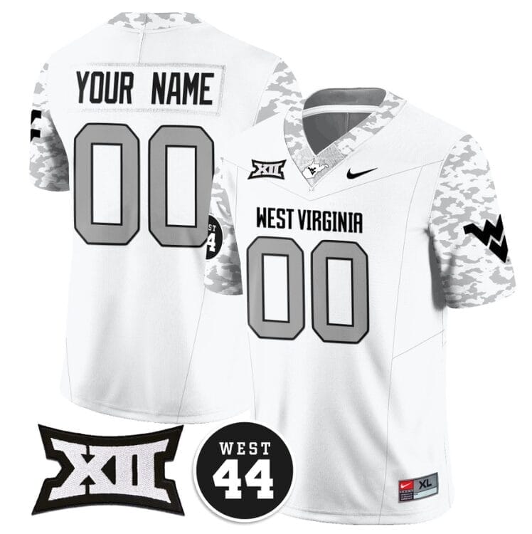 Custom West Virginia Mountaineers Jersey Name and Number 2024 Vapor Limited Football Honor Jerry West Stitched White