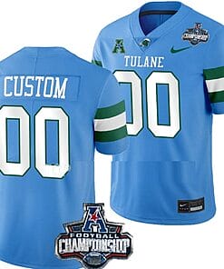 Custom Tulane Green Wave Jersey Name and Number 2022 ACC Football Championship Blue