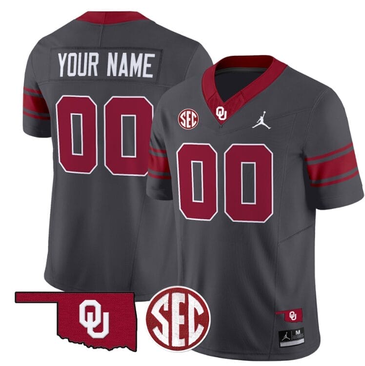 Custom Oklahoma Sooners Jersey Name and Number Football Throwback Vapor Limited Stitched Anthracite