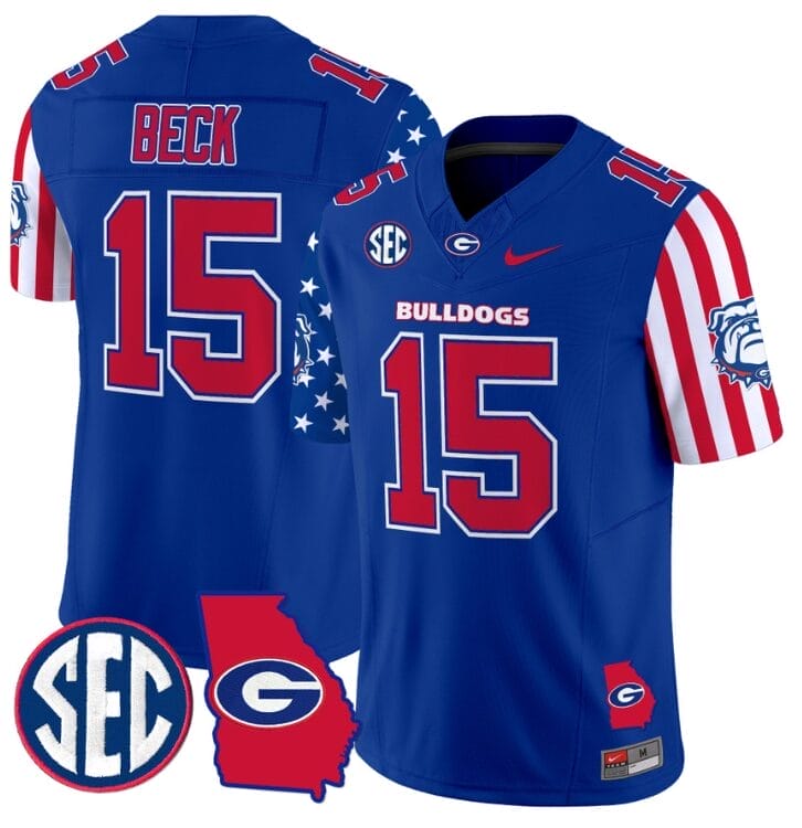 Carson Beck Jersey #15 Georgia Bulldogs American Style Vapor Limited Football Stitched Royal