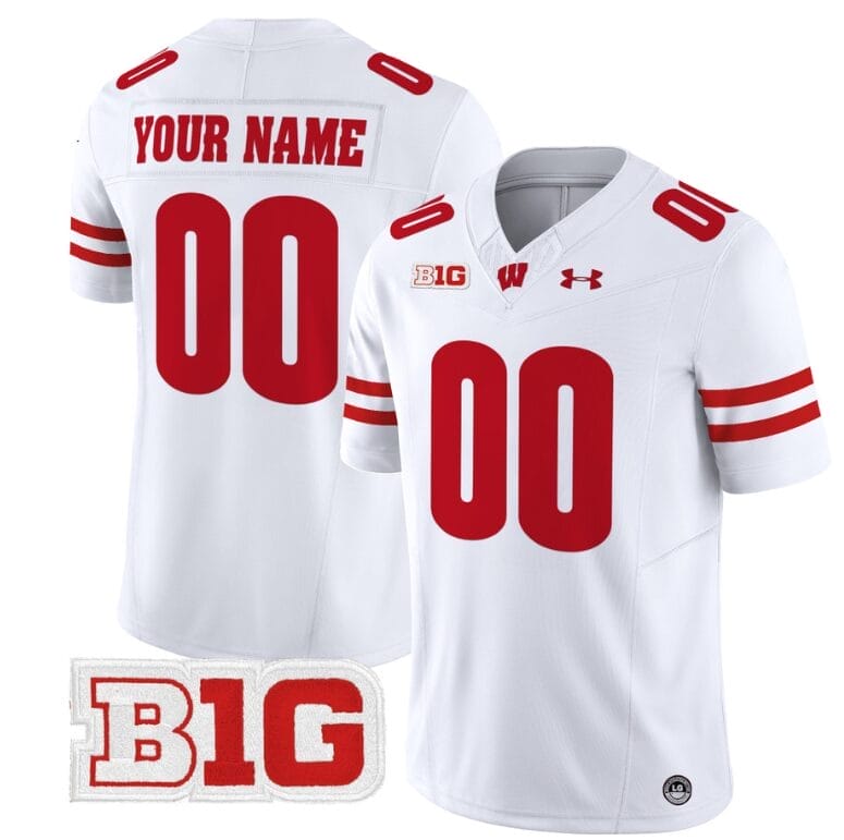Custom Wisconsin Badgers Jersey Name and Number Vapor Football Stitched White