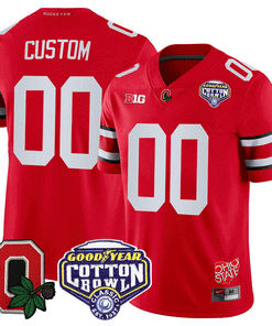 Custom Ohio State Jersey Name and Number Good Year Cotton Bowl Patch Football Scarlet