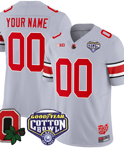 Custom Ohio State Jersey Name and Number Good Year Cotton Bowl Patch Football Gray