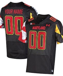 Custom Maryland Terrapins Jersey Name and Number College Football Black Alternate Game All Stitched