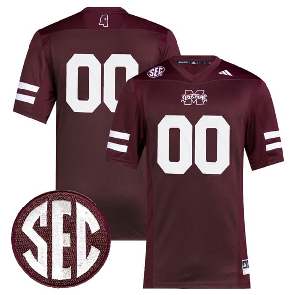Custom Mississippi State Jersey Name and Number College Football Maroon Premier All Stitched