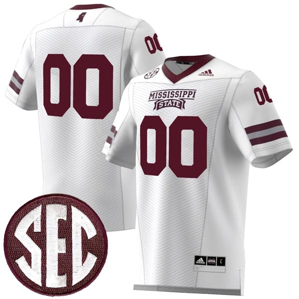 Custom Mississippi State Jersey Name and Number College Football White Premier Strategy All Stitched