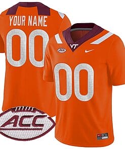 Custom Virginia Tech Hokies Jersey Name and Number College Football Orange Alternate Game