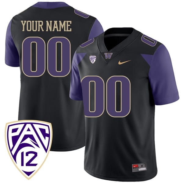 Custom Washington Huskies Jersey Name and Number College Football Black Game All Stitched