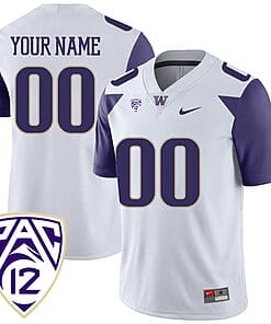 Custom Washington Huskies Jersey Name and Number College Football White Game All Stitched