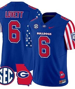 Dominic Lovett Jersey #6 Georgia Bulldogs American Style Vapor Limited Football Stitched Royal