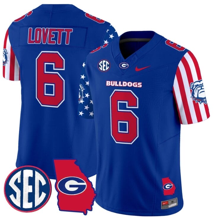 Dominic Lovett Jersey #6 Georgia Bulldogs American Style Vapor Limited Football Stitched Royal