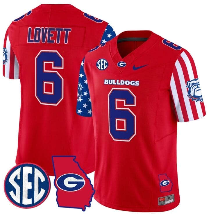 Dominic Lovett Jersey #6 Georgia Bulldogs American Style Vapor Limited Football Stitched Red