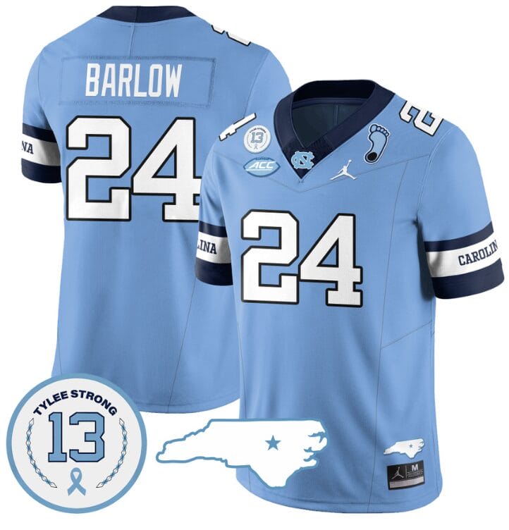 Darwin Barlow Jersey #24 North Carolina Tar Heels Vapor College Football Stitched Alternate Blue