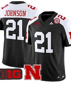 Emmett Johnson Jersey #21 Nebraska Cornhuskers Vapor Limited Football Black Alternate