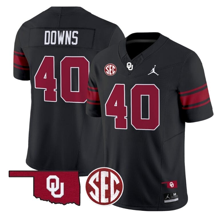 Ethan Downs Jersey #40 Oklahoma Sooners Football Throwback Vapor Limited Stitched Black
