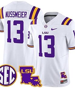 Garrett Nussmeier Jersey #13 LSU Tigers 2024 Louisiana Patch Vapor Limited College Football Stitched White