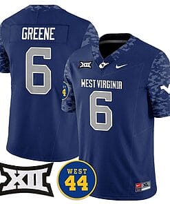 Garrett Greene Jersey #6 West Virginia Mountaineers 2024 Vapor Limited Football Honor Jerry West Stitched Navy