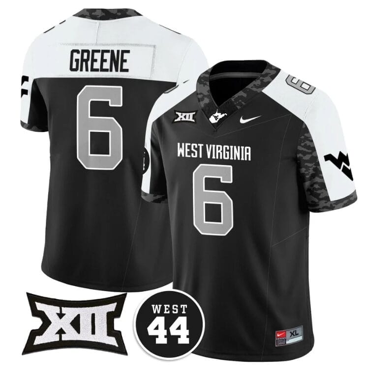 Garrett Greene Jersey #6 West Virginia Mountaineers 2024 Vapor Limited Football Honor Jerry West Stitched Alternate