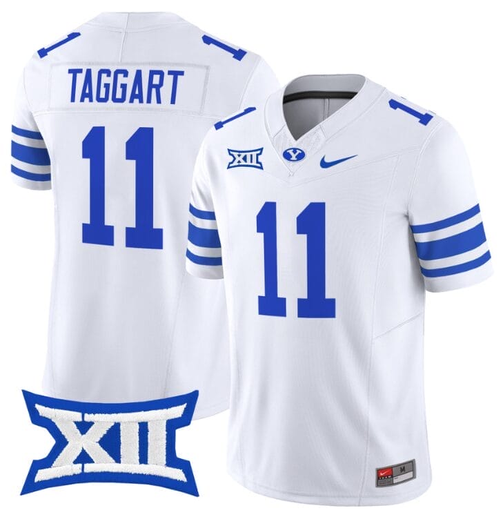 Harrison Taggart Jersey #11 BYU Cougars Vapor Limited College Football Stitched White
