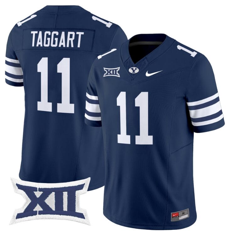 Harrison Taggart Jersey #11 BYU Cougars Vapor Limited College Football Stitched Navy
