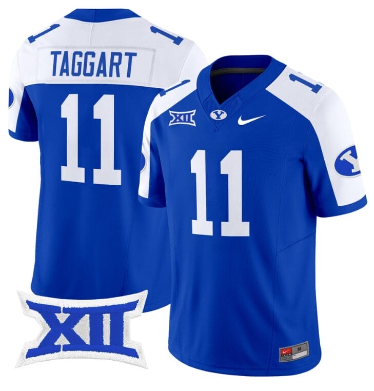 Harrison Taggart Jersey #11 BYU Cougars Vapor Limited College Football Stitched Royal Alternate