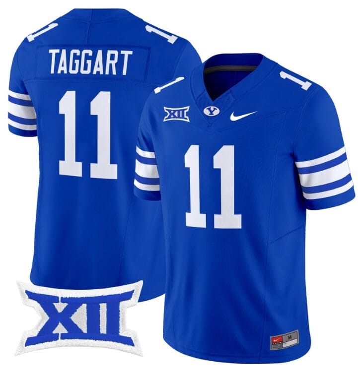 Harrison Taggart Jersey #11 BYU Cougars Vapor Limited College Football Stitched Royal