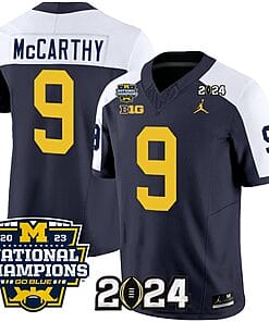 JJ McCarthy Jersey #9 Michigan Wolverines Vapor Limited Football 2024 National Champions Patch Alternate