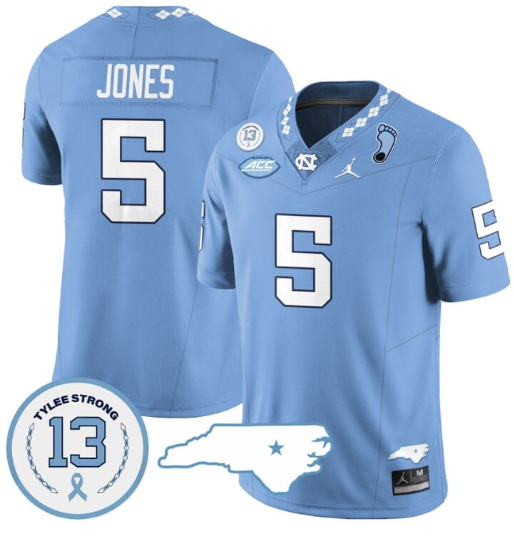 JJ Jones Jersey #5 North Carolina Tar Heels Vapor College Football Stitched Blue