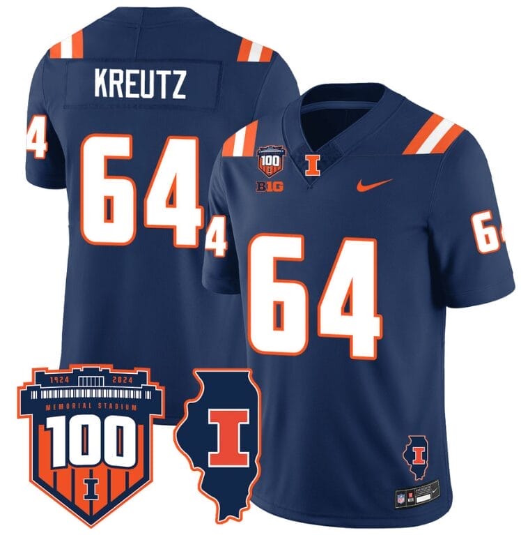 Josh Kreutz Jersey #64 Illinois Fighting Vapor Limited College Football Stitched Navy